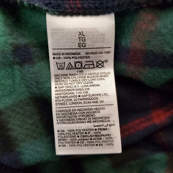 Old Navy XL Green/Blue/Red Plaid Fleece Henley Pajama Romper New - Picture 5 of 6